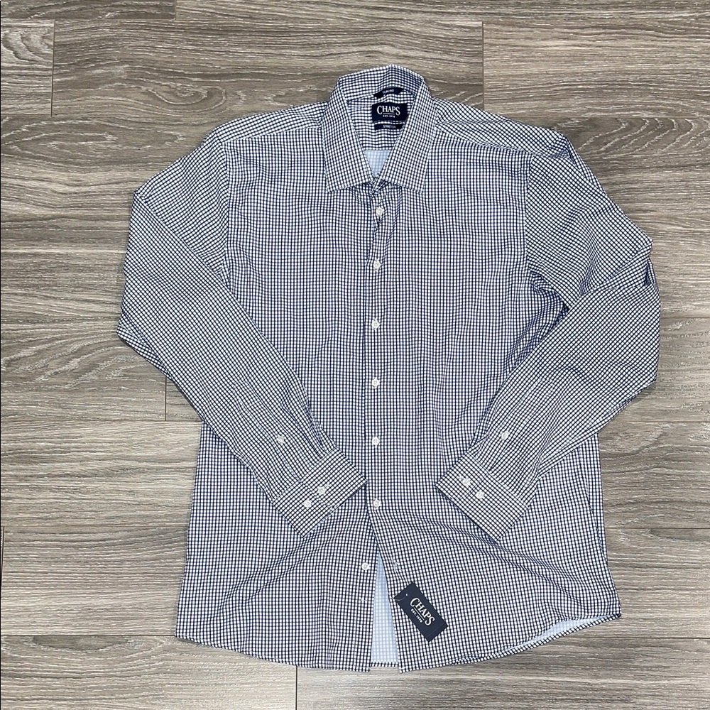 Chaps Men's Blue and White Gingham Shirt